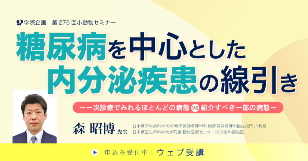 森昭博先生「糖尿病を中心とした内分泌疾患の線引き」獣医師セミナー